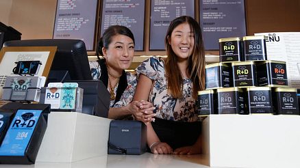  Photo of Jean Shim and Elia Min at their Rubies + Diamonds Bakery 